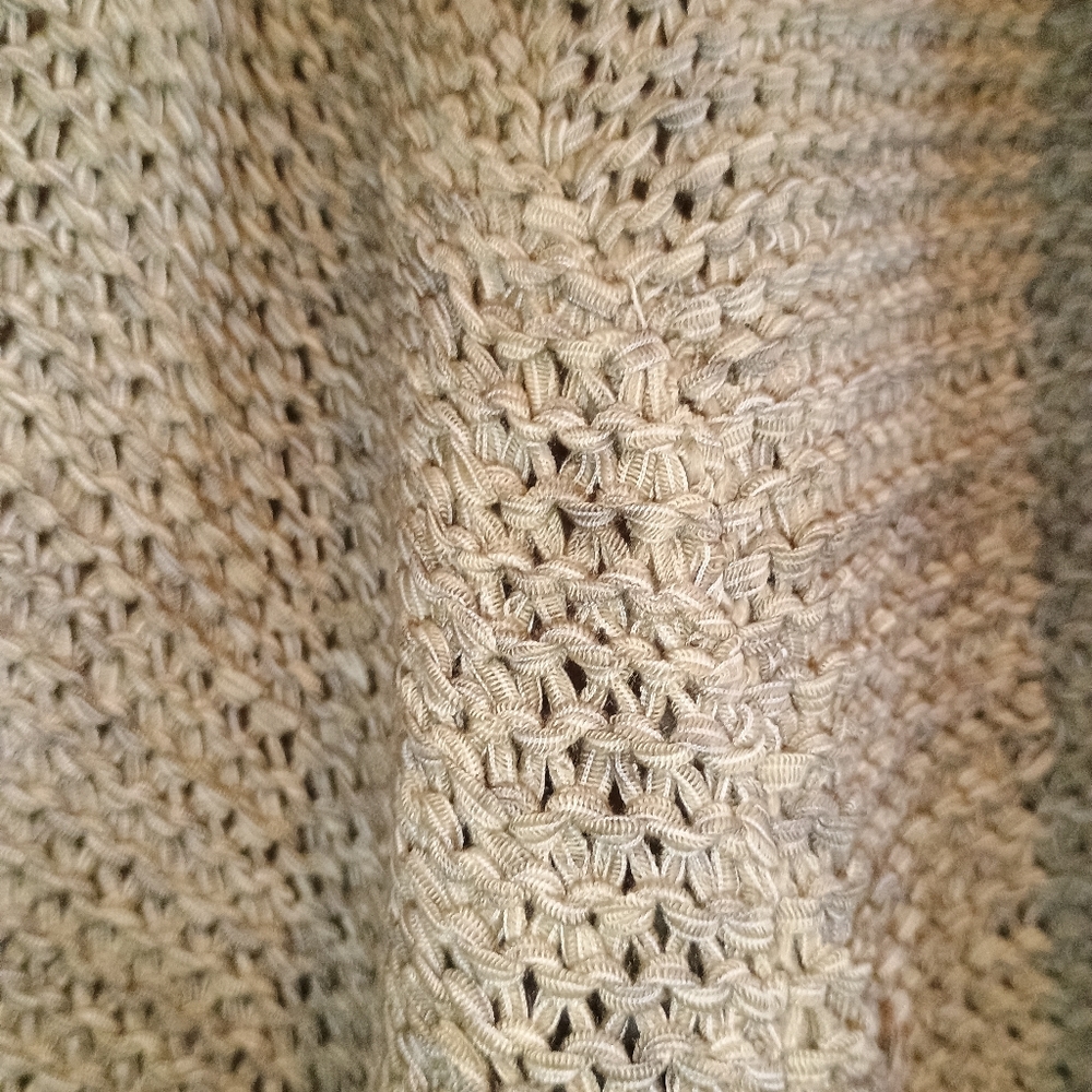 Reba Boho Crochet Fringe Knit Duster Cardigan Medium Neutral‎ Tan Festival... - Picture 9 of 12